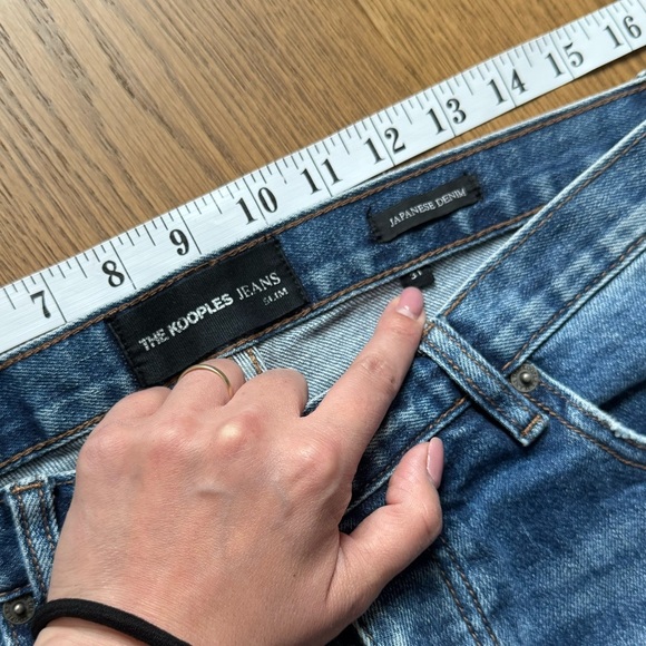 The Kooples Men’s Slim Fit Jeans - Size 31 - Medium Blue Distressed Button Fly - Picture 7 of 10